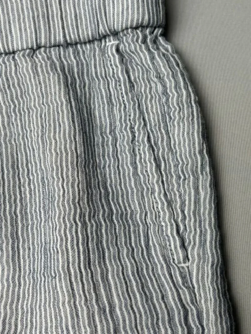J.Jill Petite Linen Blend Wide Leg Crop Pants Blue White Striped Pull On M
